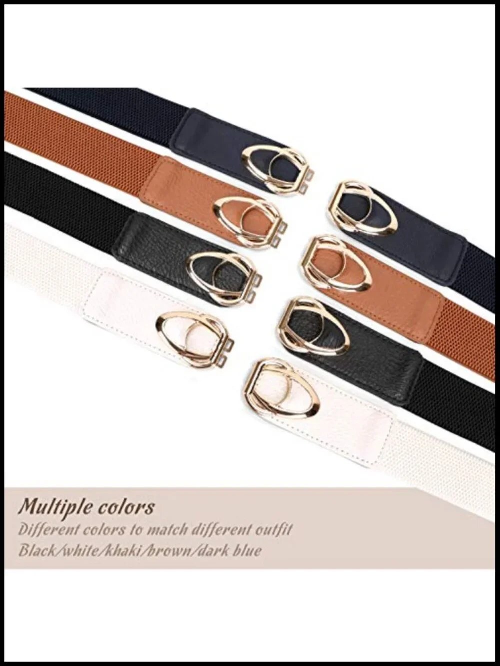 Thin Elastic Belts for Women 4 Pack with Gold Buckle Skinny Stretch Vintage